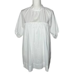 EVERLANE The Shirred Mini Yoke Dress in White XS